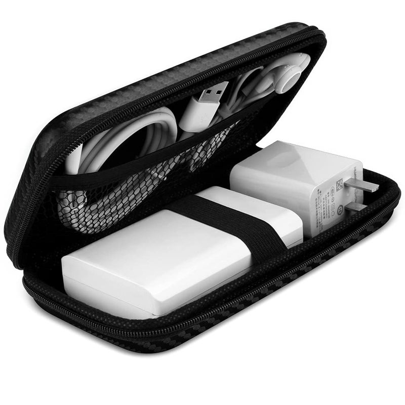 iMangoo Shockproof Carrying Charger Case Hard Protective EVA Impact Resistant Power Bank Pouch Small Electronics Organizer Cable Accessory Travel Essentials for Women  Size 6.5''x3.2''x1'' Fiber Black - Image 1